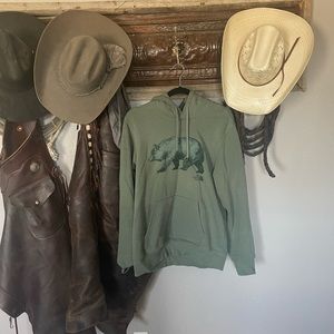 The North Face green hoodie, never worn. Mens small!